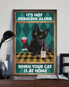 Black Cats Wine Canvas Prints It's Not Drinking Alone When Your Cat Is At Home Vintage Wall Art Gifts Vintage Home Wall Decor Canvas - Mostsuit