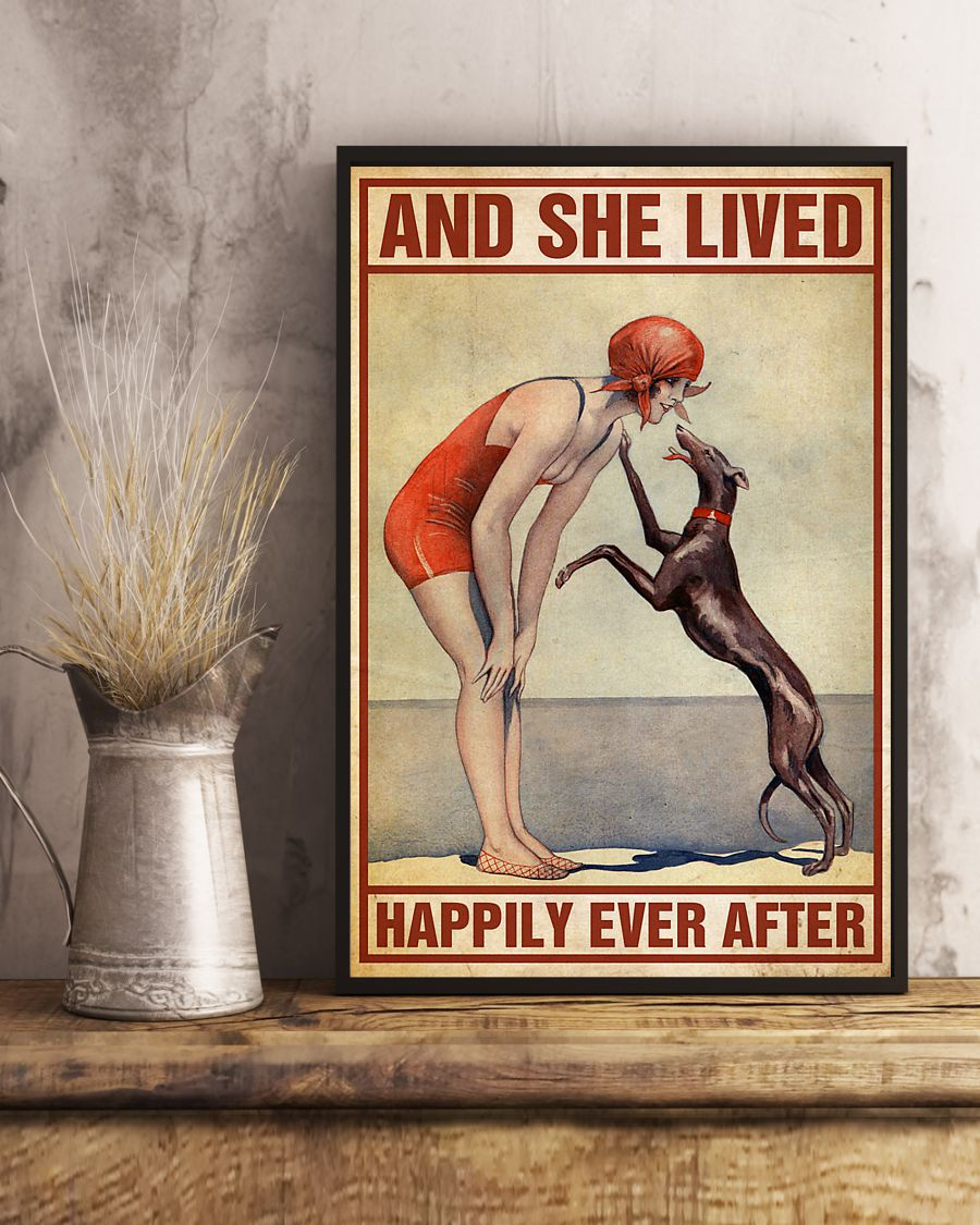 Swimming Dog Loves Canvas Prints And She Lived Happily Ever After Vintage Wall Art Gifts Vintage Home Wall Decor Canvas - Mostsuit