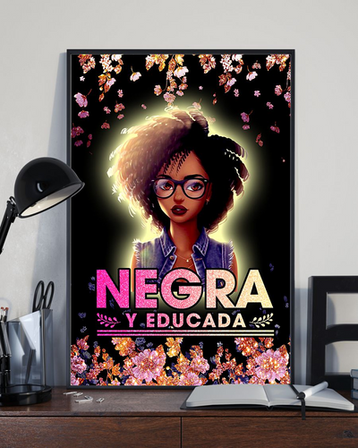 Black Girl Afro Woman Pride Canvas Prints Negra Y Educada Vintage Wall Art Gifts Vintage Home Wall Decor Canvas - Mostsuit