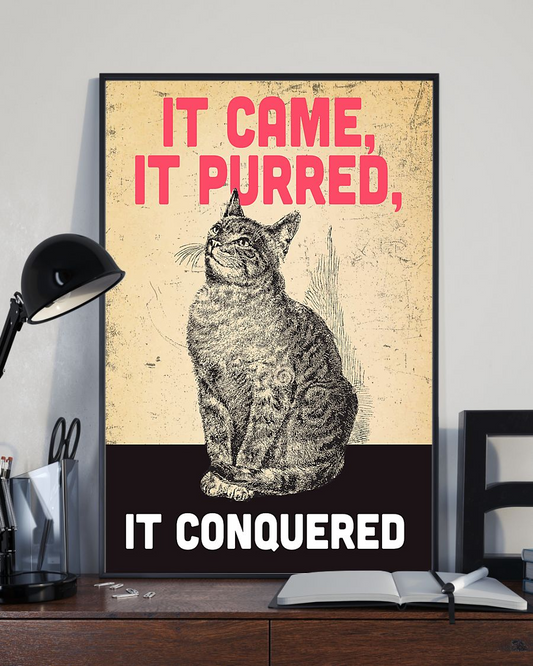 Cat Loves Canvas Prints It Came It Purred It Conquered Vintage Wall Art Gifts Vintage Home Wall Decor Canvas - Mostsuit