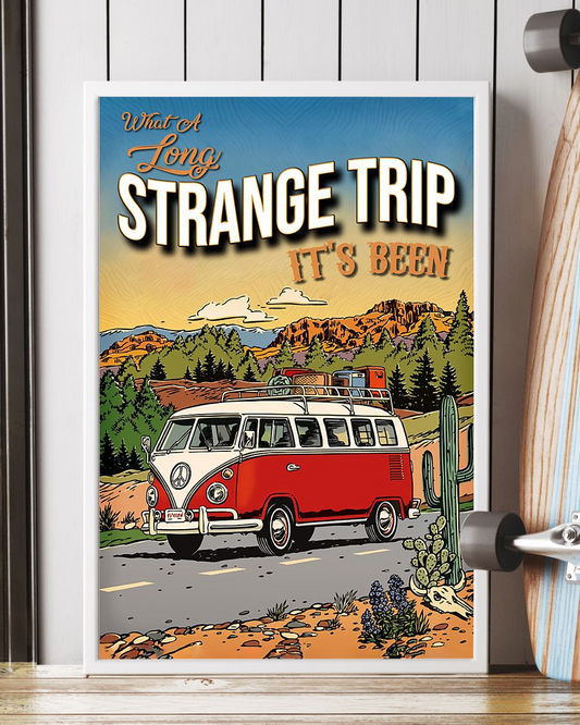 Camper Van Canvas Prints What A Long Strange Trip Vintage Wall Art Gifts Vintage Home Wall Decor Canvas - Mostsuit