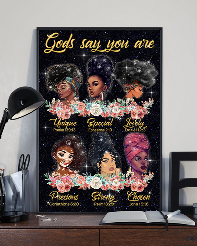 Black Girl Afro Women Black Queen Pride Poster God Says You Are Vintage Room Home Decor Wall Art Gifts Idea - Mostsuit