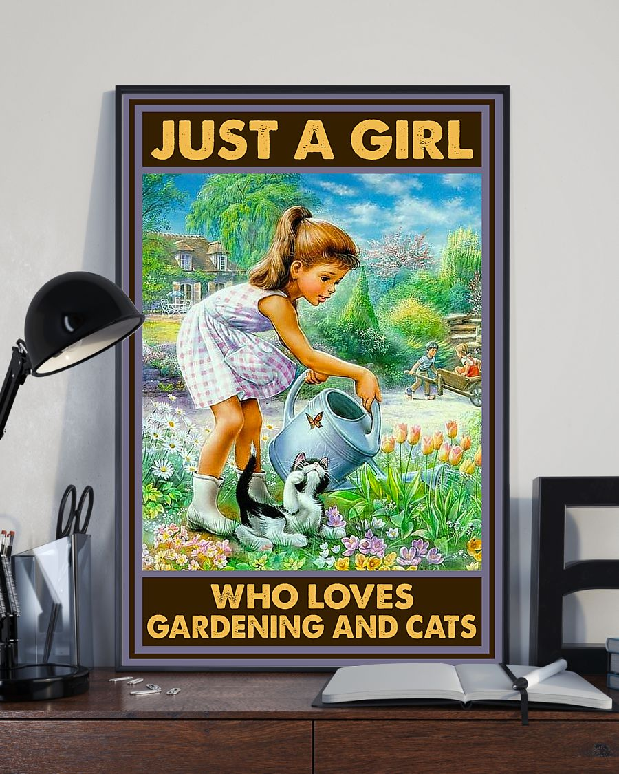 Cat Garden Canvas Prints Just A Girl Who Loves Gardening And Cats Vintage Wall Art Gifts Vintage Home Wall Decor Canvas - Mostsuit