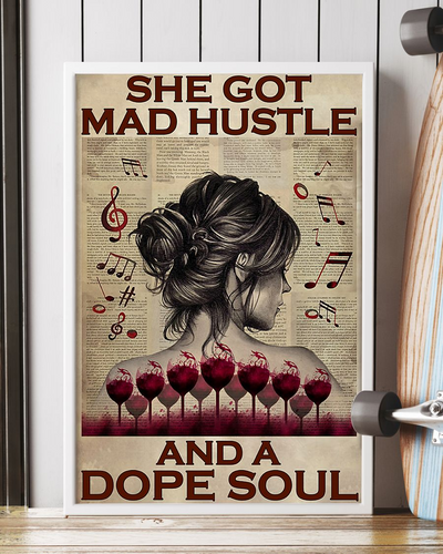Girl Loves Music And Wine Poster She Got Mad Hustle And Dope Soul Vintage Room Home Decor Wall Art Gifts Idea - Mostsuit