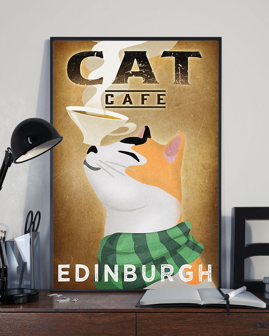 Cat Coffee Canvas Prints Cat Cafe Edinburgh Vintage Wall Art Gifts Vintage Home Wall Decor Canvas - Mostsuit
