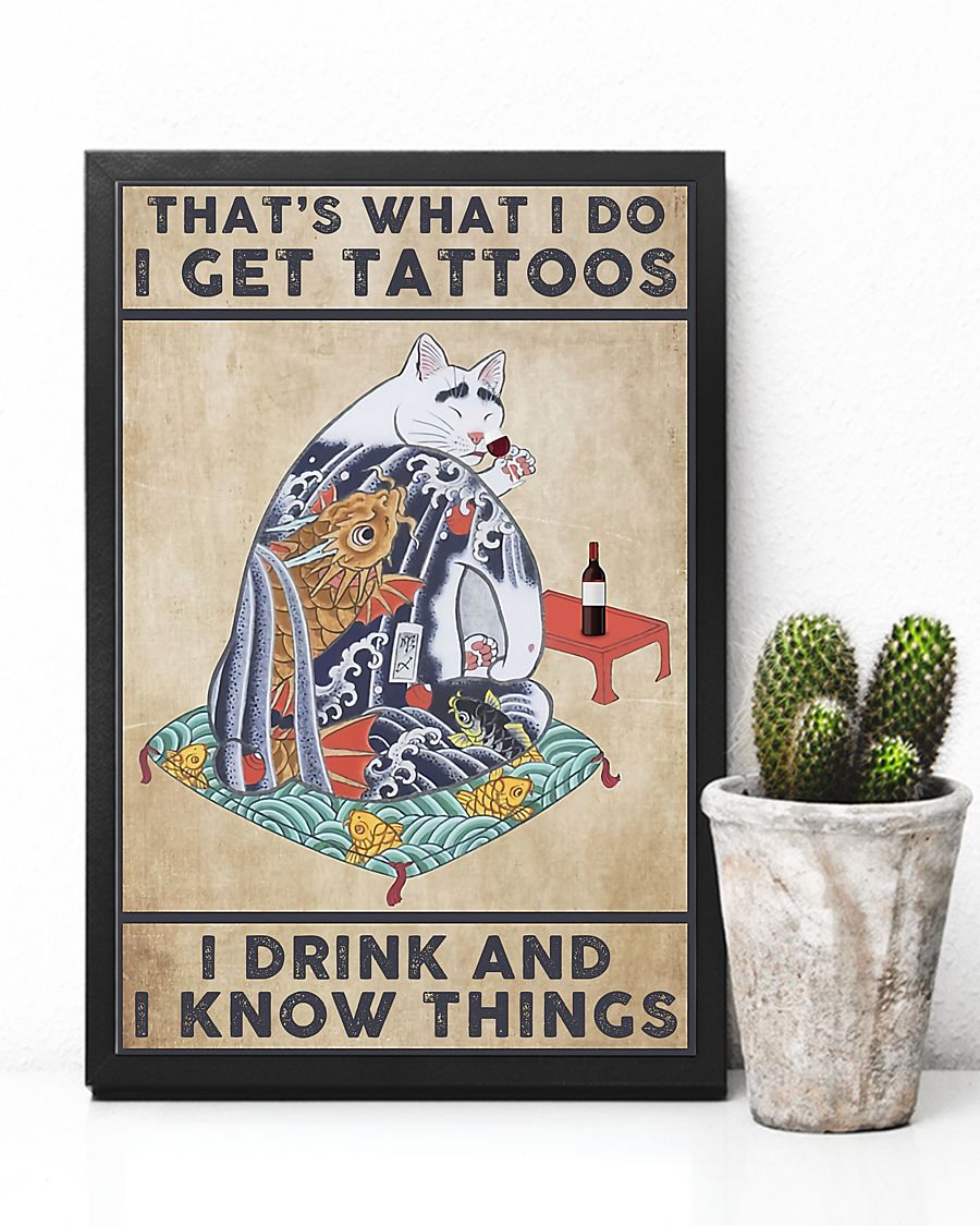 Tattoos Cat Drink Wine That's What I Do Poster Vintage Room Home Decor Wall Art Gifts Idea - Mostsuit