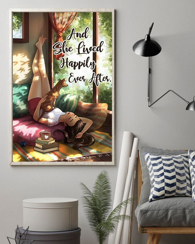 Dogs Tea Loves Poster And She Lived Happily Ever After Dog Mom Life Vintage Room Home Decor Wall Art Gifts Idea - Mostsuit