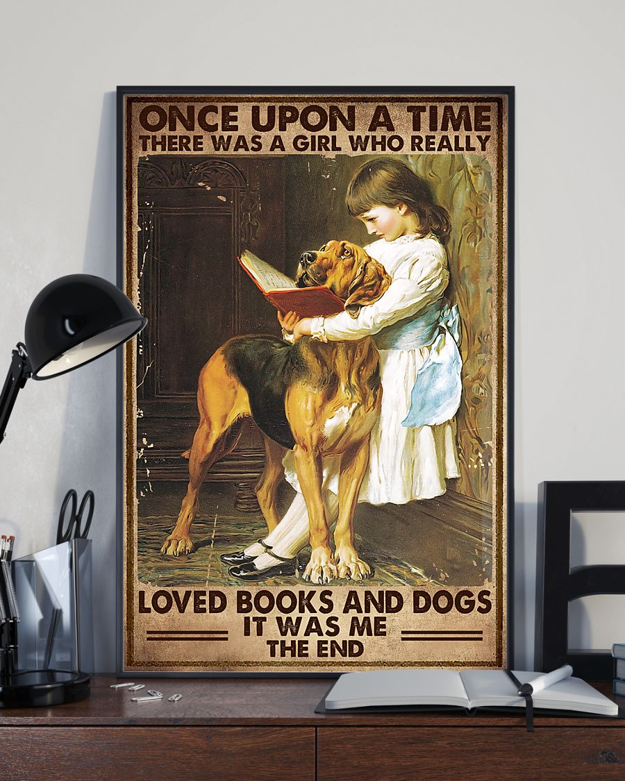 Books And Dogs Poster Once Upon A Time There Was A Girl Vintage Room Home Decor Wall Art Gifts Idea - Mostsuit