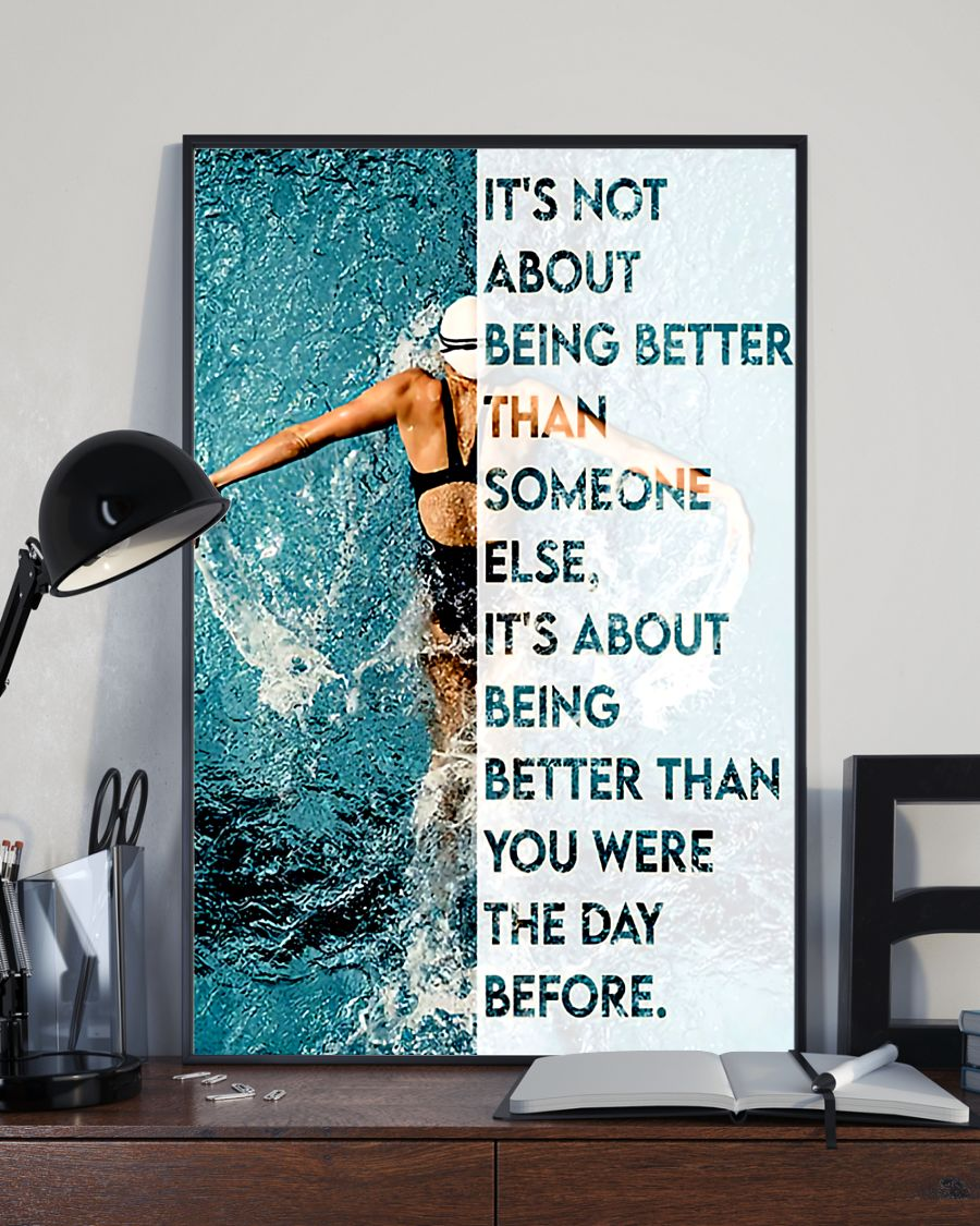 Swimming Loves Swimmers Canvas Prints Being Better Than You Were The Day Before Wall Art Gifts Vintage Home Wall Decor Canvas - Mostsuit