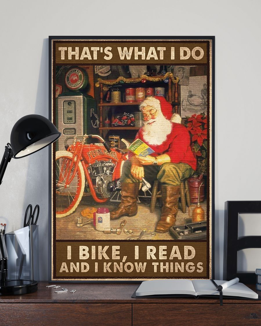 Santa Claus Book Poster That's What I Do I Bike I Read And I Know Things Vintage Room Home Decor Wall Art Gifts Idea - Mostsuit