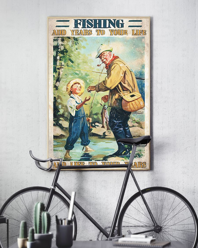 Fishing Add Years To Your Life Canvas Prints Grandpa And Grandson Vintage Wall Art Gifts Vintage Home Wall Decor Canvas - Mostsuit