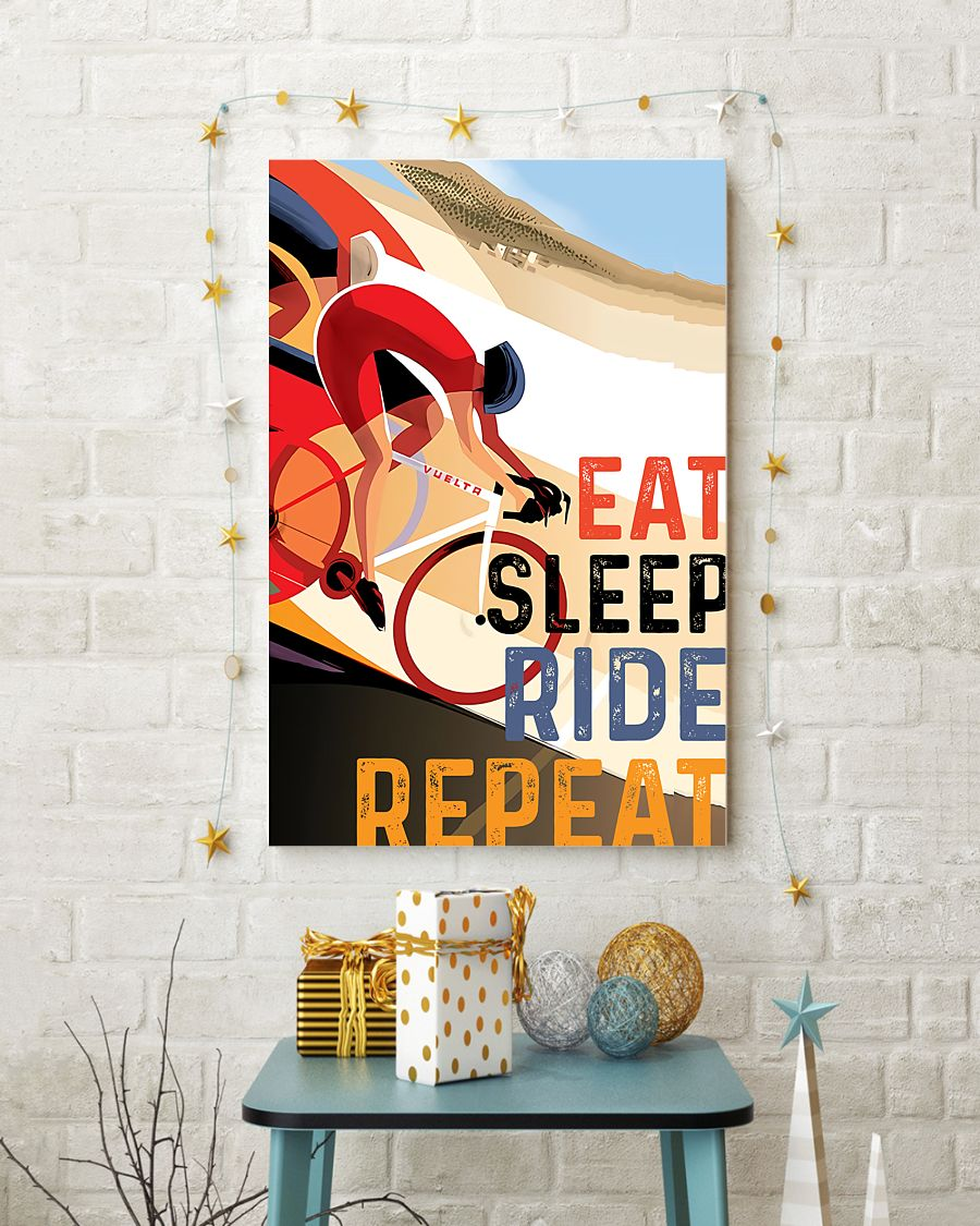 Cycling Canvas Prints Eat Sleep Ride Repeat Vintage Wall Art Gifts Vintage Home Wall Decor Canvas - Mostsuit