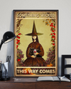 Black Cat Wine Canvas Prints Something Wicked this Way Comes Vintage Wall Art Gifts Vintage Home Wall Decor Canvas - Mostsuit