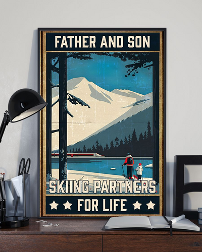 Skiing Father And Son Partners For Life Poster Vintage Room Home Decor Wall Art Gifts Idea - Mostsuit