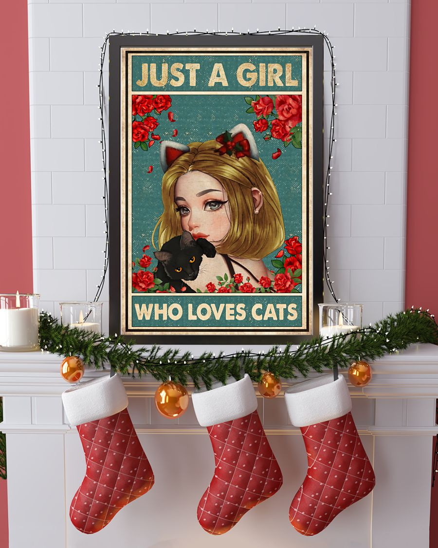 Just A Girl Who Loves Cats Canvas Prints Vintage Wall Art Gifts Vintage Home Wall Decor Canvas - Mostsuit