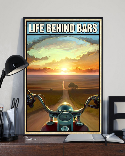 Biker Motorbike Canvas Prints Life Behind Bars Vintage Wall Art Gifts Vintage Home Wall Decor Canvas - Mostsuit