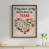 A Big Piece Of My Heart Lives In Texas Poster Vintage Room Home Decor Wall Art Gifts Idea - Mostsuit