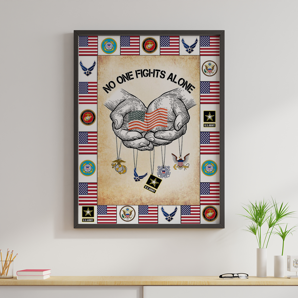 Veteran No One Fight Alone Canvas Prints Vintage Wall Art Gifts Vintage Home Wall Decor Canvas - Mostsuit