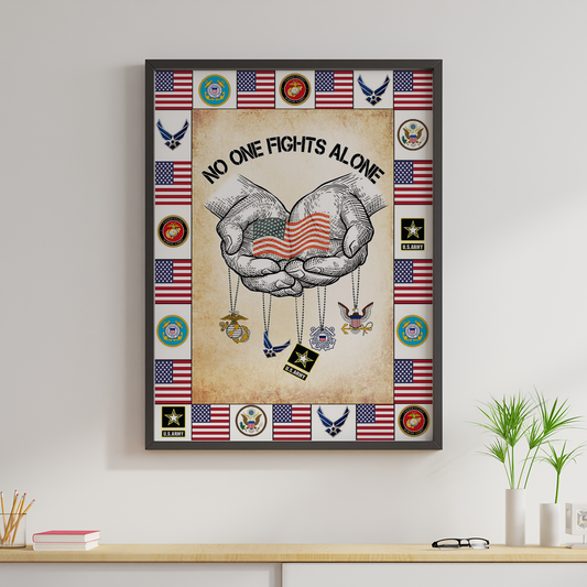 Veteran No One Fight Alone Canvas Prints Vintage Wall Art Gifts Vintage Home Wall Decor Canvas - Mostsuit