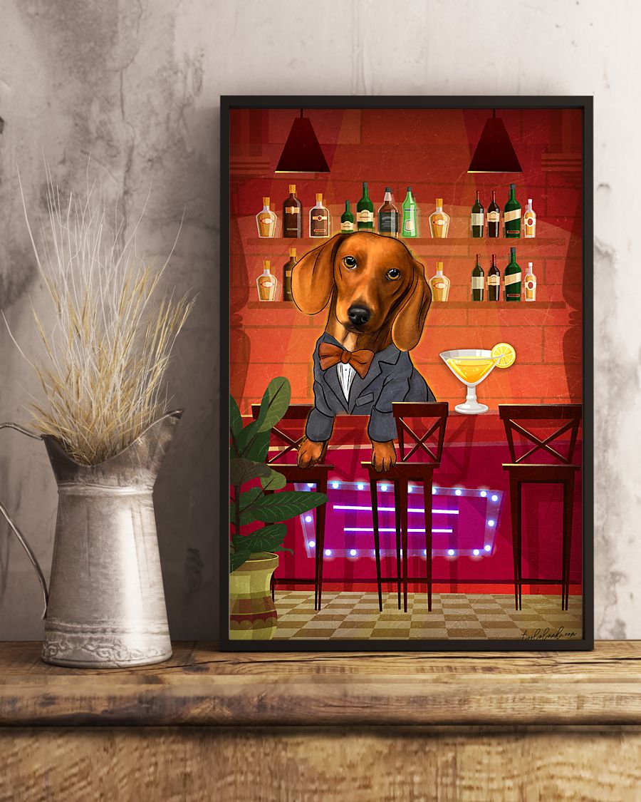 Dachshund Bartender Canvas - Gifts for Dog Lover | Puppies Home Room Wall Art - MostSuit