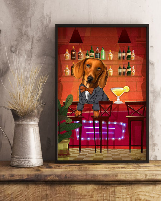 Dachshund Bartender Canvas - Gifts for Dog Lover | Puppies Home Room Wall Art - MostSuit
